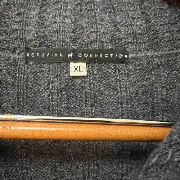 Peruvian Connection Men's XL 80% Baby Alpaca/20% Wool L/S Qtr Zip Sweater. Grey - Picture 3 of 8